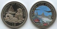 Palau 1 Dollar Farbmünze 1999 PA010 - Meerjungfrau Haifisch - Ocean Scene Marine Life Protection Multicolor UNC