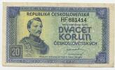 Tschechoslowakei 20 Korun Banknote GB802 - Czechoslovakia Geldschein -