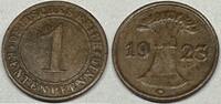 Deutsches Reich Weimar 1 Rentenpfennig 1923 G Karlsruhe G9581 - Weimar Republic Germany VF-