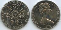 Isle of Man One Crown GS1259 - Winter Olympics Lake Placid USA - Queen Elizabeth II. -