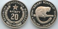 Madagaskar 20 Ariary Silber 1988 GS222 - Lemur World Wildlife Fund Proof Malagasy Madagascar