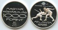 Ungarn Magyar Köztársaság 1000 Forint Silber M#3276 - Olympiade Atlanta Olympics - Fencing Proof Hungary -