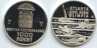 Ungarn Magyar Köztársaság 1000 Forint Silber M#3280 - Olympiade Atlanta Olympics - Swimmers Proof Hungary -