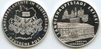 Silbermedaille nd. Landesparlamente in Deutschland M#2080 - Landeshauptstadt Erfurt - Landtag Thüringen Polierte Platte, leicht angelaufen