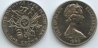 Isle of Man One Crown G0159b - Winter Olympics Lake Placid USA - Queen Elizabeth II. -