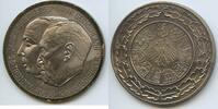 Deutschland Bundesrepublik Bronzemedaille versilbert, Rand vergoldet GY408 - Theodor Heuss - Konrad Adenauer - 25 Jahre Bundesrepublik Deutschland -