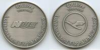 Deutschland Bundesrepublik Bronzemedaille versilbert PA720 - 40 Jahre Lufthansa und Flughafen Nürnberg -