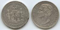 Spanien 5 Pesetas Silber GS152 - Alfonso XII. 1874-1885 Spain España -