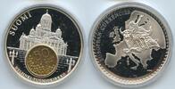 Finnland Republik Medaille mit 50 Pennia 1990 Inlay vergoldet GY1198 - Inlay-Gedenkprägung Helsinki Tuomiokirkko - European Currencies -