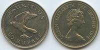 Mauritius 50 Rupees Silber M#2100 - Vogel Falke Kestrel Queen Elizabeth II. -