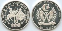 Saharawi Republic Westsahara 1000 Pesetas - 10 ECU Silber M#3293 - Emperor Karl V. & Charlemagne -