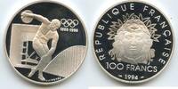Frankreich France 100 Francs Silber G0436 - Diskus Olympic-Games 1896-1996, 100 Jahre Olympische Spiele der Neuzeit -