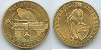 Schweiz Eidgenossenschaft Helvetia Medaille vergoldet GY702 - Der Greifensee - Die Schweizer Seen - Dampfschiff Greif 1895 -