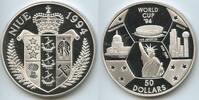 Niue 50 Dollars Silber - 5 Unzen Silber GN523 - Fussball WM 1994 World Cup Soccer USA United States -