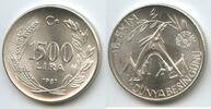 Türkei 1500 Lira Silber 1981 M#6487 - Ziegen Goats FAO World Food Day Turkey UNC, leicht angelaufen