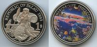Palau 1 Dollar PA085 - Meerjungfrau Fische - Ocean Scene Marine Life Protection Multicolor -