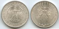 Deutsches Reich Weimar 3 Reichsmark Silber 1929 E Muldenhütten S0069 - 1000 Jahre Burg und Stadt Meissen Germany Weimar Republic AU