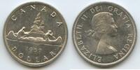 One Dollar Silber 1957 Kanada GS1104 - Kanu Boot Queen Elizabath II. Canada Vorzüglich - Unzirkuliert