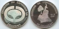 Kamerun Cameroon Silbermedaille Cellucam 16.3. 1981 PA342 - Souvenir de linauguration de Cellucam - Cellulose du Cameroun S.a. Proof, leicht ange...