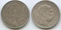 Ungarn Kaiserreich 1 Korona (Krone) Silber G5805 - Kaiser Franz Joseph I. 1848-1916 Hungary -