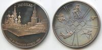 Russland UdSSR Sowjetunion Silbermedaille M#7316 - Moskau Olympische Sommerspiele 1980 UNC-, tolle Patina