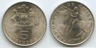 Chile 5 Escudos G12665 - Lautaro (Araukan Chieftain) on Horse -
