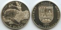 Norwegen Norge 5 Euro Medaille 1997 PA797 - Biber Castor Fiber - Millenium UNC