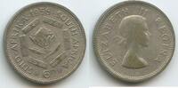 Südafrika 6 Pence Silber H1459 - Elisabeth II. 1952-1961 South Africa Suid-Afrika -