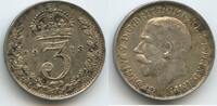 Großbritannien United Kingdom 3 Pence Silber H1475 - King George V. 1910-1936 Great Britain -