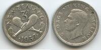 Neuseeland 3 Pence Silber H1414 - Patu King George VI. 1936-1952 New Zealand -