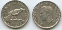 Neuseeland 6 Pence (Sixpence) Silber H1479 - Huia bird New Zealand King George VI. -