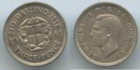 Großbritannien Great Britain United Kingdom Three Pence (3 Pence) Silber H1413 - King George VI. 1936-1952 -