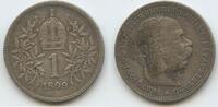 Österreich Kaiserreich 1 Corona (Krone) Silber G5708 - Kaiser Franz Joseph I. 1848-1916 Austria -