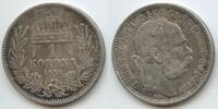 Ungarn Kaiserreich 1 Korona (Krone) Silber G5795 - Kaiser Franz Joseph I. 1848-1916 Hungary -