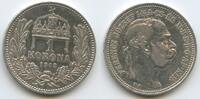 Ungarn Kaiserreich 1 Korona (Krone) Silber M#8310 - Kaiser Franz Joseph I. 1848-1916 Hungary -