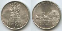 Tschechoslowakei 100 Korun Silber G8605 - Postkutsche Böhmisch-Budwitz - Linz Horse Drawn Railway Czechoslovakia -