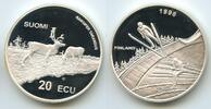 Finnland Republik 20 Ecu Silbermedaille GX315 - Deer - RANGIFER TARANDUS - Ski jumping Finland -