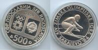 Jugoslawien 500 Dinara Silber GS916 - Sarajevo Winter Olympics 1984 - Downhill Skiing Yugoslavia -