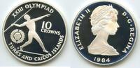 Turks & Caicos Islands 10 Crowns Silber GS1321 - Sommer Olympiade Los Angeles Proof -