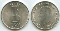 Belgien Königreich 250 Francs Silber GS1286 - Der Belgen 25th Anniversary of Accession of Baudouin I. Belgium -