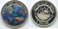 Liberia 5 Dollars Silber G0474 - Fish Riff Marine Live Protection Multicolor Farbmünze -