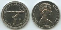 Insel Man - Isle of Man 1 Crown GS394 - Gymnastics Olympiade Los Angeles Gymnast doing handstand -