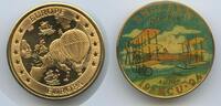 Großbritannien Great Britain United Kingdom Medaille 1 Ecu vergoldet mit Colorauflage GY566 - England A.V. Roe - July 1909 -