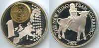 Österreich Medaille versilbert PA186 - Österreich mit 1 Cent Inlay - The new European Currency Europa & Stier -