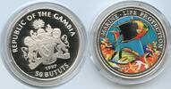 Gambia 50 Bututs Silber G3052 - Marine Life Tropenfische Multicolor Farbmünze -