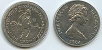 Insel Man GS191 - Equestrian Olympiad Los Angeles Isle of Man One Crown 1984 Unzirkuiert, leicht angelaufen