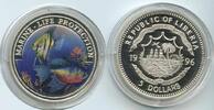 Liberia 5 Dollars Silber G0475 - Marine Life Multicolor Farbmünze Fische -