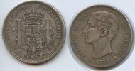 Spanien Königreich 5 Pesetas Silber G0305 - Alfonso XII. 1874-1885 Spain España -