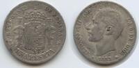 Spanien 1 Peseta Silber G8898 - Alfonso XII. 1874–1885 Spain España -