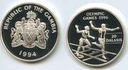Gambia 20 Dalasis Silber G3249 - Olympic Games 1996 Olympiade Atlanta Läufer Proof -